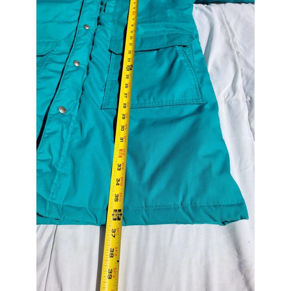 Vintage LL Bean Full Length Flannel Lined Insulated Womens Teal Jacket USA Large - Picture 13 of 14